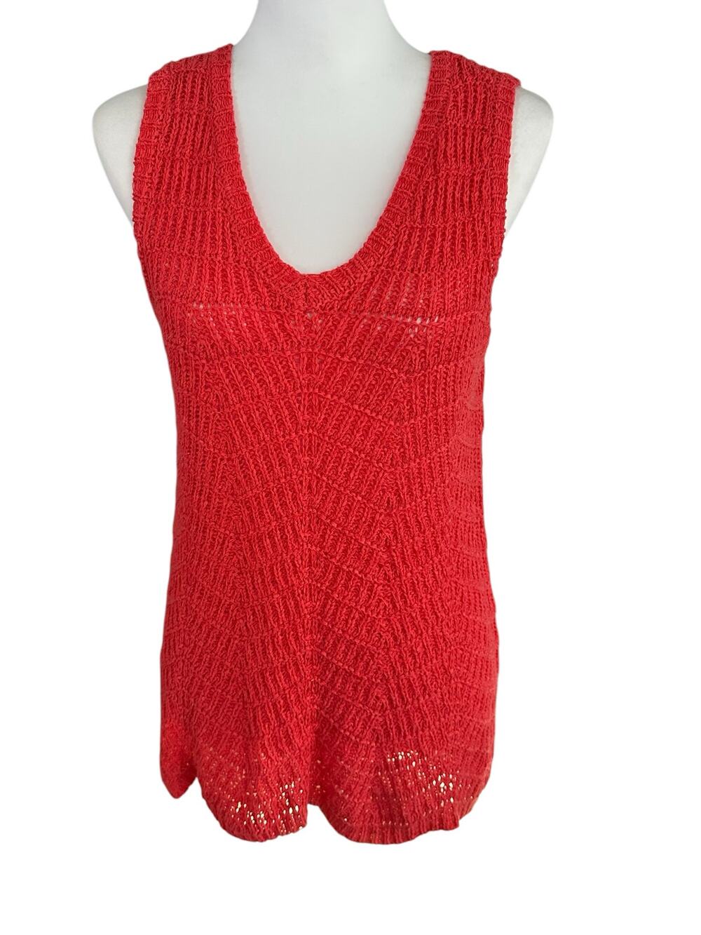 Marled Pink Sleeveless Top Women's Crochet Knit Large